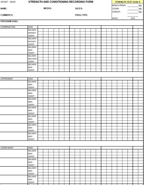 Strength Training Program Template 的图像结果