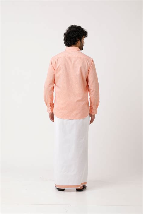 Varna - Lemonade Matching Shirt and Dhoti Set For Men | Uathayam