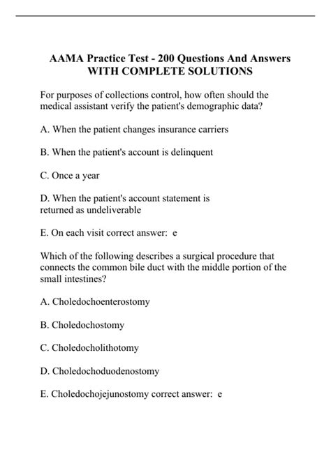 AAMA Practice Test - 200 Questions And Answers WITH COMPLETE SOLUTIONS ...
