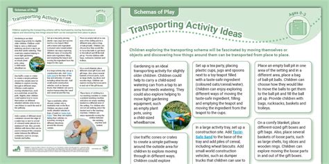 EYFS (Ages 0-3) Schemas of Play: Transporting Activity Ideas