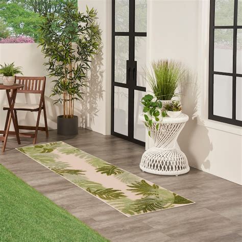 Nourison Home 2 X 6 (ft) Ivory Green Indoor/Outdoor Floral/Botanical ...
