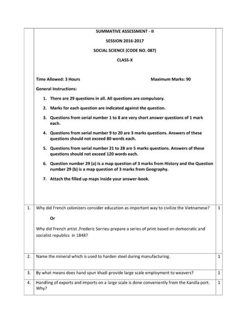 Image result for SST Sample Paper Class 10 Term 2