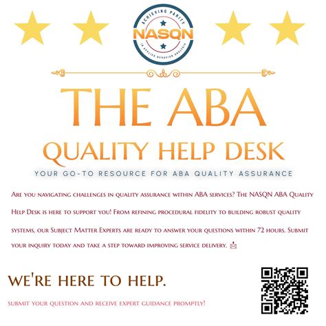 Free ABA Quality Help Desk for Supervisors | National ABA Service Quality Network posted on the ...