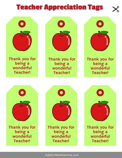 Teacher Appreciation Tags (Free Printables)
