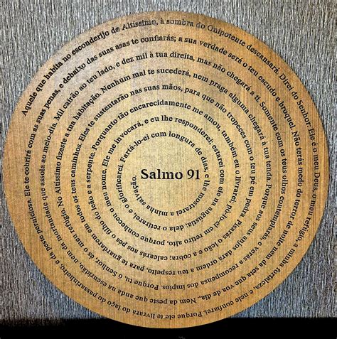 Mandala Católica Parede Salmo 91 Envernizada Tabaco 80 x 80