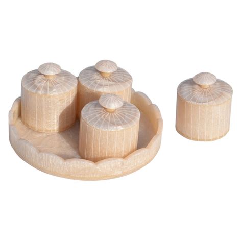 Wooden Resin Dry Fruit Container Set | 4 Airtight Jars with Tray | Mod ...