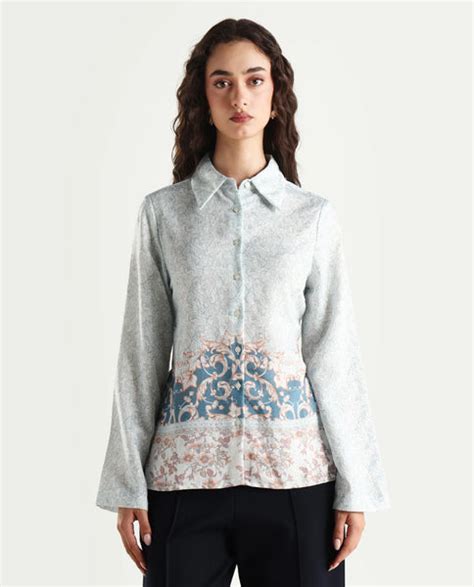 Buy Sesent - Light Multi Tropical Print Regular Fit Top| Rareism