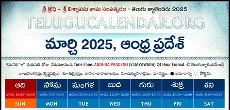 Andhra Pradesh Telugu Calendar 2025 March PDF Festivals