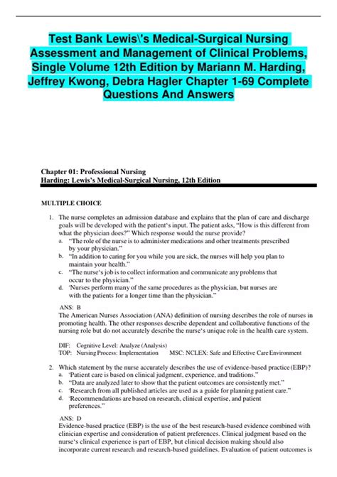 Lewis’s Medical-Surgical Nursing 12th Edition – Harding, Kwong & Hagler ...
