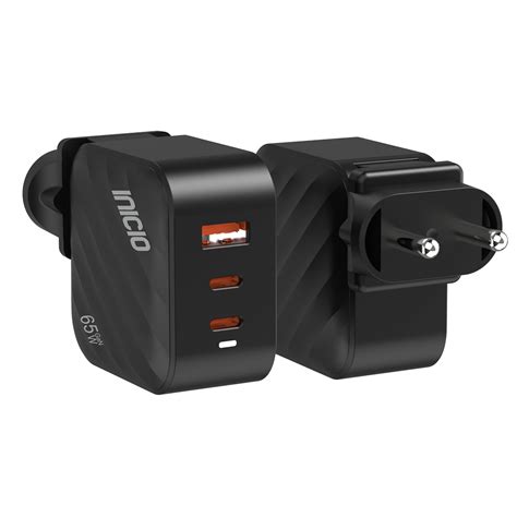 INICIO 65W USB-C GaN 3 Port Charger [ 2 Type C + USB A ] PD3.0 QC PPS ...