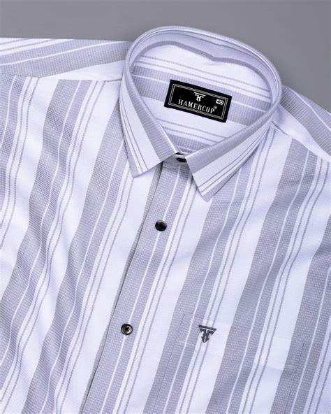 Litlin Gray Waffle Stripe Dobby Cotton Shirt for Men – Hamercop