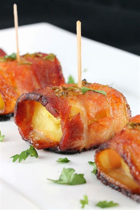 Bacon is wrapped around pineapple and glazed with a sweet and smokey ...