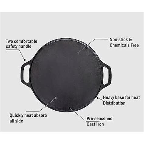 Pre-Seasoned Cast Iron Dosa Tawa with Two Handles 12 India | Ubuy