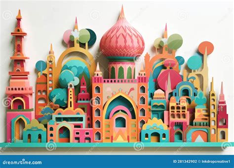 A Traditional Islamic Religious Mosque Building Made from Paper Cutout ...