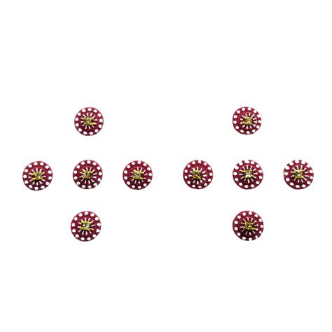 Comet Busters Designer Maroon Round Bindi With Stone (8 mm) (BIN522)