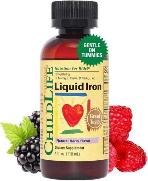 ChildLife Essentials Liquid Iron 4 Fluid Ounces (118 mL) Natural Berry ...