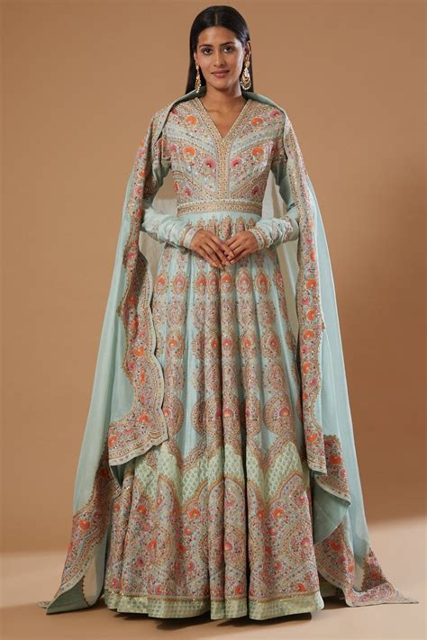 Blue Embroidered Kalidar Anarkali Set – Petticoat