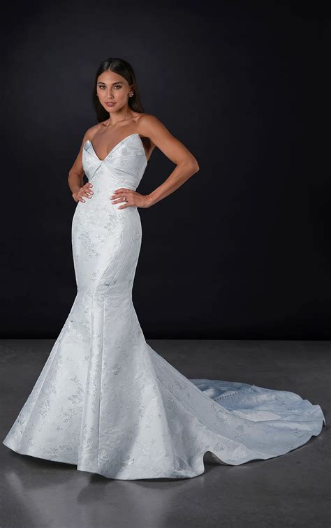 Fit-and-Flare Wedding Dress with Detachable Bow Train