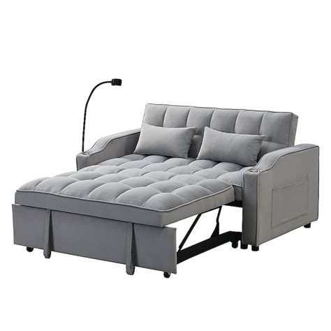 Sumyeg Multifunctional double sofa bed Gray Contemporary/Modern Velvet ...