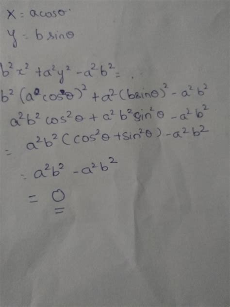 If x=A cos thita ,y=B sin thita than find the value of b2x2+a2y2-a2b2 ...