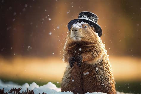 Groundhog covered in snow on Groundhog Day 21825631 Stock Photo at Vecteezy