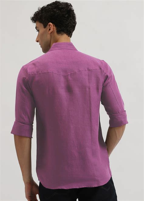 Purple Double Pocket Men's Linen Shirt – Linen Trail