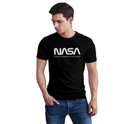 Black Cotton T-Shirt with Striking NASA logo | Premium Black Tee ...