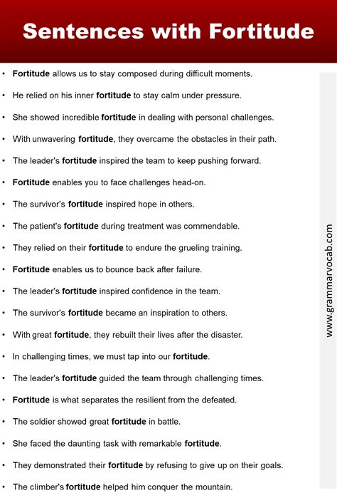 English Sentences with Fortitude - GrammarVocab