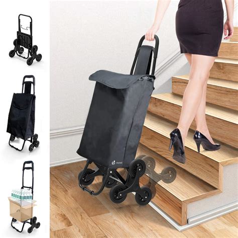 Buy VOUNOT Shopping Trolley Foldable Stair Climber 3 Wheels Shopping ...