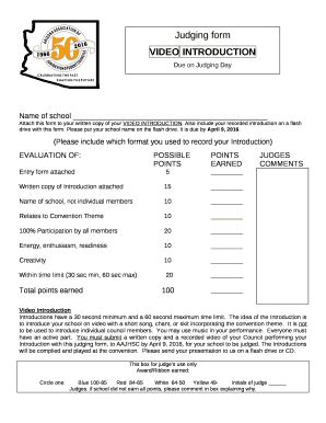 Also include your recorded introduction on a flash drive with this Doc ...