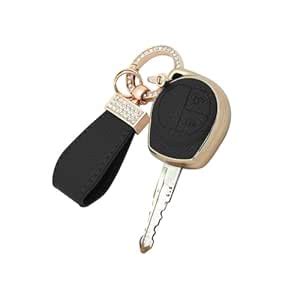 keyzone Litchi Leather Textured TPU Key Cover & Keychain compatible for ...