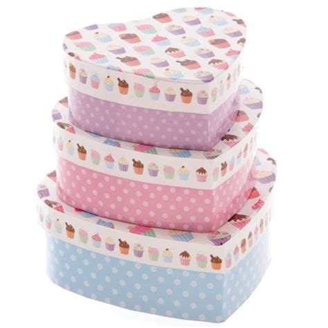 Cupcake Set of 3 Heart Shaped Card Craft and Gift Boxes : Amazon.in