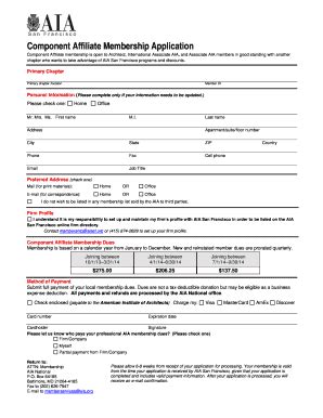 Fillable Online Component Affiliate Membership Application Fax Email ...