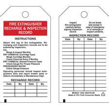 Fire Extinguisher Recharge and Inspection Record Tags - Brady Part ...