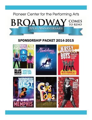 Fillable Online Pioneer Center for the Performing Arts SPONSORSHIP ...