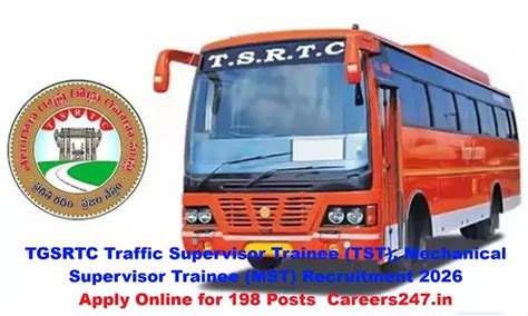 TGSRTC Traffic Supervisor Trainee (TST), Mechanical Supervisor Trainee ...