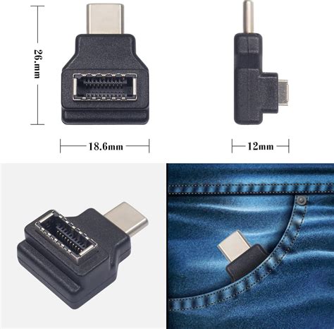 Buy Duttek 90 Degree USB 3.1 to Type E Front Panel Extension Adapter ...