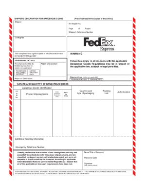 UNH Shippers Declaration for Dangerous Goods Form - Fill Online ...