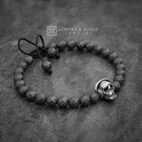 Matte Hematite Snake Beaded Elastic Bracelet