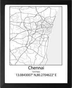 Chennai,Tamil Nadu,India UNFRAMED Minimalist Map Line Art Print Poster ...