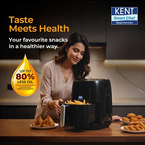KENT Digi Plus Air Fryer | 4L Capacity & 1300W | Fry, Grill, Roast ...