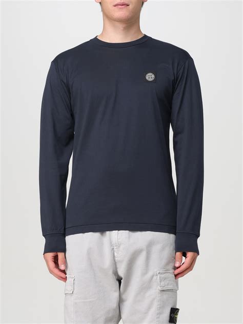 STONE ISLAND: basic long-sleeve t-shirt with logo - Blue | Stone Island ...