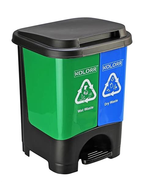 KOLORR Twin Bin 19L Dustbin Dry & Wet Waste Pedal Dustbins / 2 In 1 ...