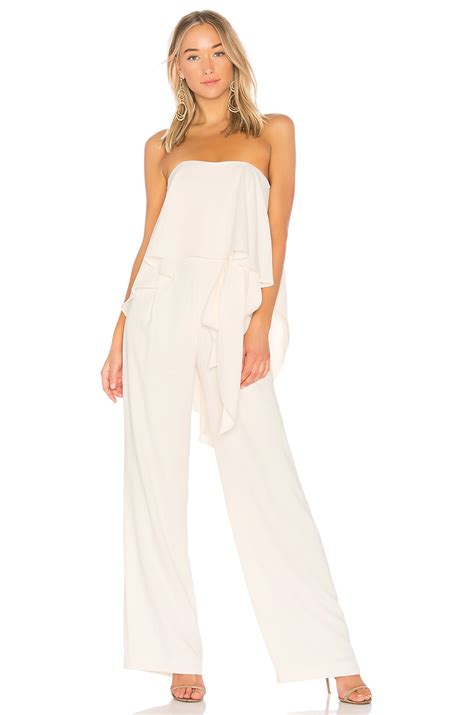 Halston Heritage Strapless Jumpsuit With Flowy Back in Cream | REVOLVE