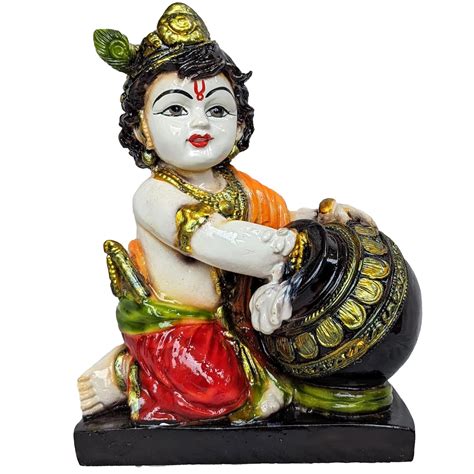 Buy Lord Krishna Makhan Chor Idol Sculpture Decorative Statue Figurine ...