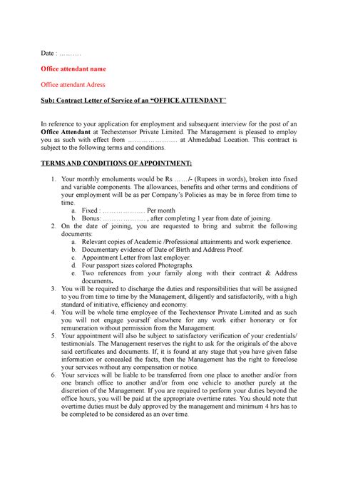 Office Boy - Date : .......... Office attendant name Office attendant ...