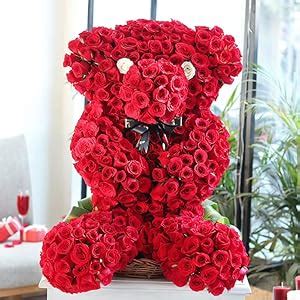 FlowerAura Fresh Live Teddy Flower Bouquet of 500 Red Roses Flowers For ...