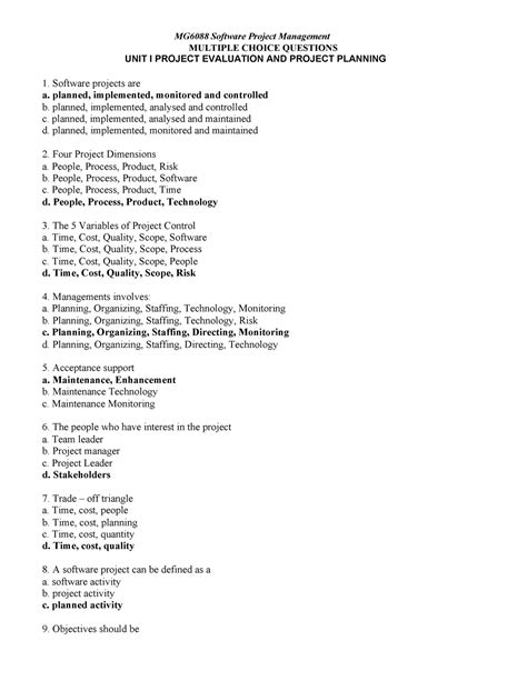 MG6088- Software Project Management-MCQ Question - MG6088 Software ...