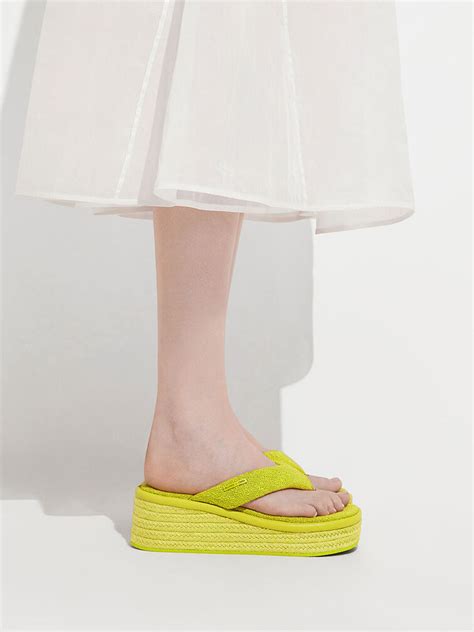 Lime Woven Espadrille Thong Sandals - CHARLES & KEITH IN