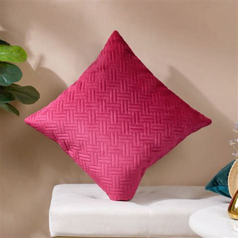 Airene Magenta Quilted Velvet Cushion Cover 16 x 16 Inch Online ...
